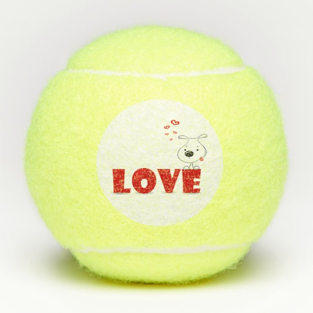 Cute Puppy Dog Love | Valentines Day Tennis Balls (Front)