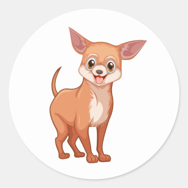 Cute Puppy Dog Lover Cartoon Chihuahua Classic Round Sticker (Front)