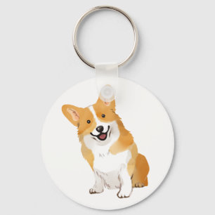 Cute Puppy Dog Lover Cartoon Pembroke Welsh Corgi Key Ring
