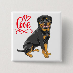 Cute Puppy Dog Lover Cartoon Rottweiler 15 Cm Square Badge