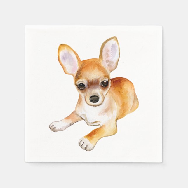 Cute Puppy Dog Lover Chihuahua Party Napkin (Front)