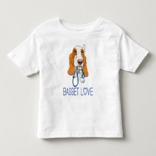 Cute Puppy Dog Lover Gift Cartoon Basset Hound Toddler T-Shirt