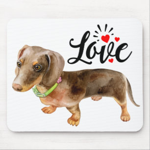 Cute Puppy Dog Lover Gift Watercolor Dachshund Mouse Pad