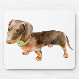 Cute Puppy Dog Lover Gift Watercolor Dachshund Mouse Pad