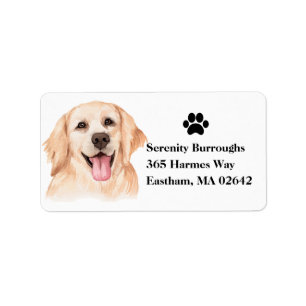 Cute Puppy Dog Lover Watercolor Golden Retriever Label
