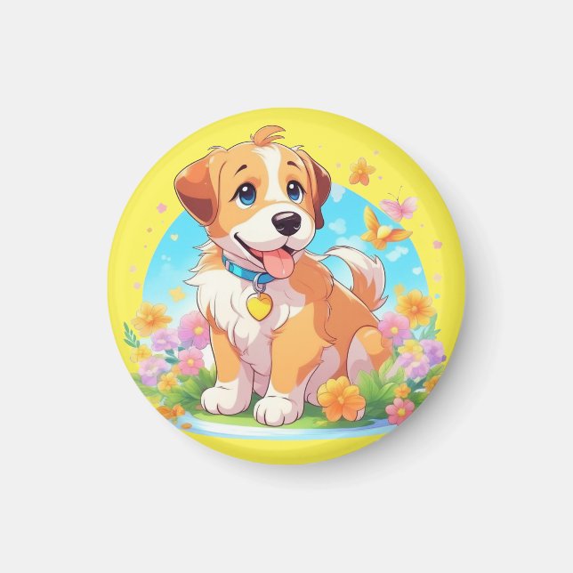 Cute Puppy Dog  Magnet (Front)
