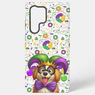 Cute puppy dog Mardi Gras in jester hat Samsung Galaxy Case