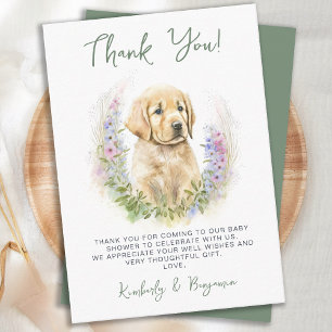 Cute Puppy Dog Modern Sage Thank You Baby Shower