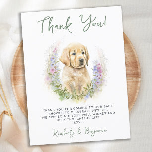 Cute Puppy Dog Modern Sage Thank You Baby Shower Postcard