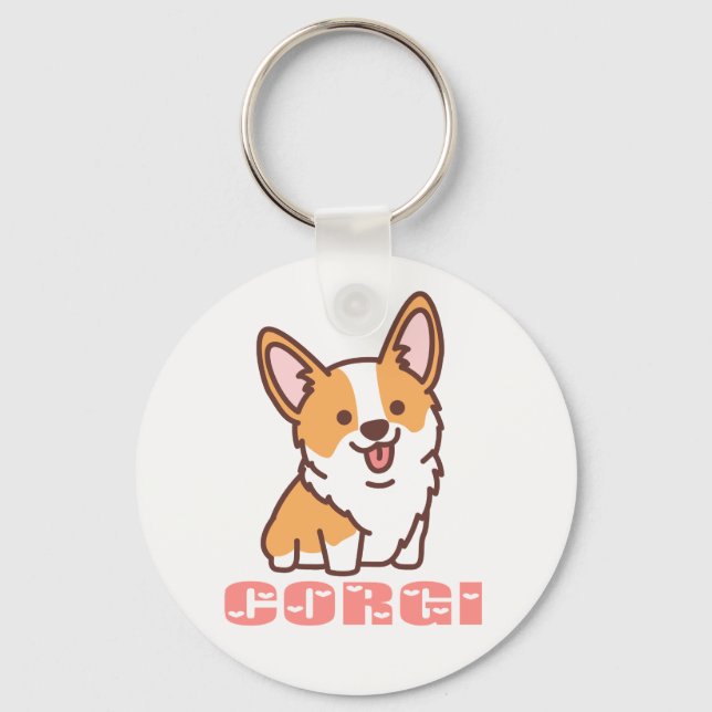 Cute Puppy Dog Mum Gift Pembroke Corgi Key Ring (Front)