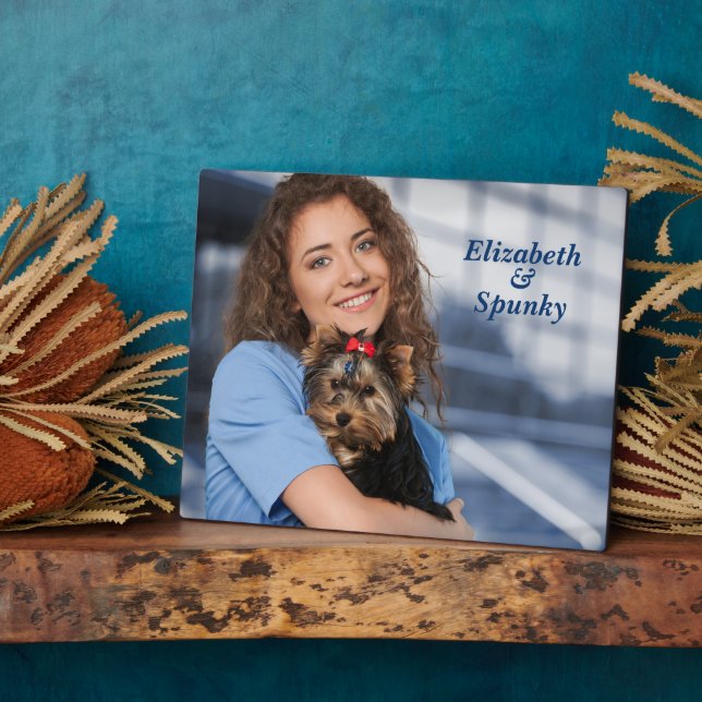 Cute Puppy Dog Mum Photo Easel Personalise Plaque (Side)