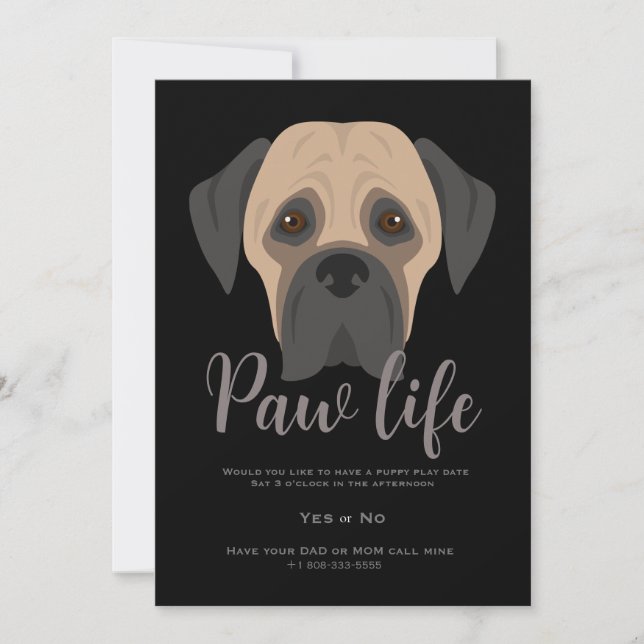 Cute puppy dog paw life party  invitation (Front)