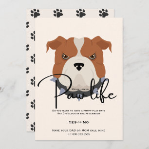 Cute puppy dog paw life party invitation