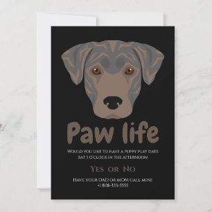 Cute puppy dog paw life party invitation