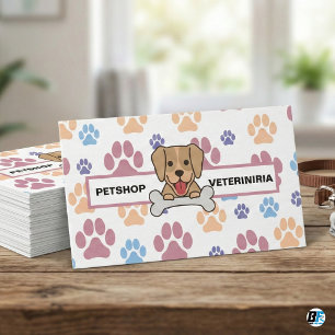 Cute Puppy Dog Paw Prints Pet Shop Veterinarian Loyalty Card