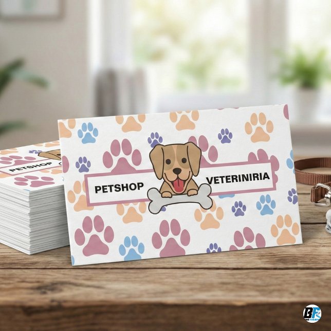 Cute Puppy Dog Paw Prints Pet Shop Veterinarian Loyalty Card (Creator Uploaded)