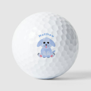 Cute Puppy Dog Personalised Cartoon Blue Pastel Golf Balls