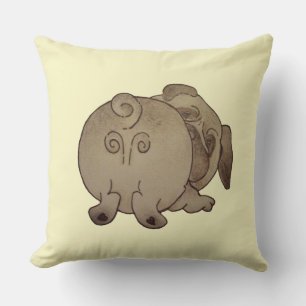 cute puppy dog play bowing brown pug cushion