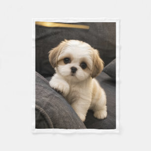 Cute Puppy Dog Sherpa Blanket