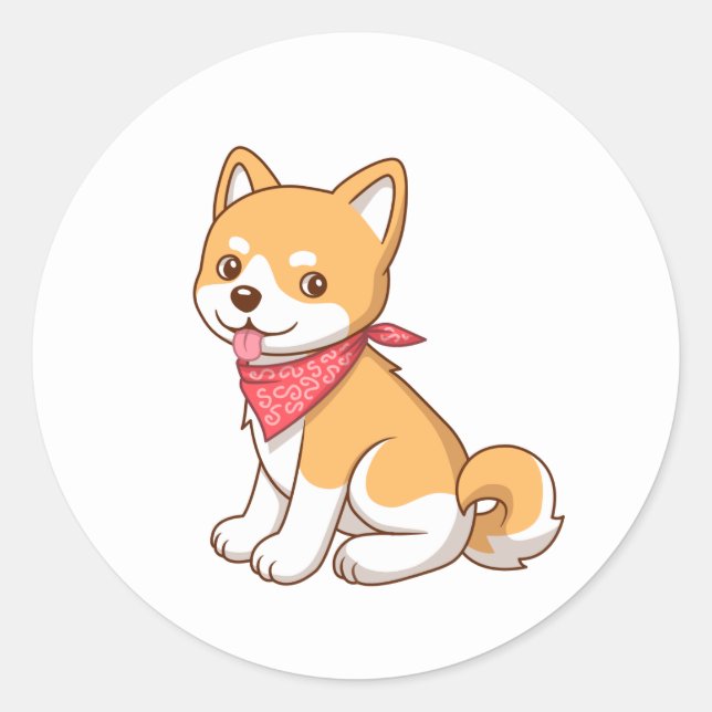Cute Puppy Dog Shiba Inu Classic Round Sticker (Front)