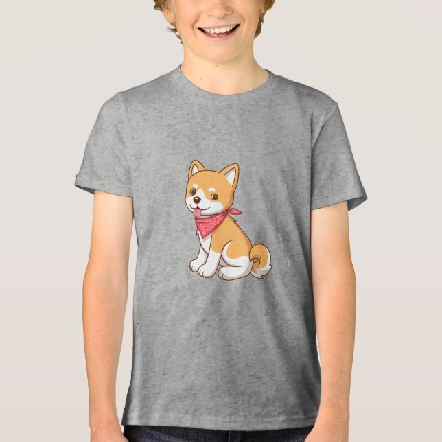 Cute Puppy Dog Shiba Inu Tri-Blend Shirt (Front)