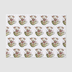 Cute Puppy Dog Teacup Heart Bandanna Whimsical Tissue Paper