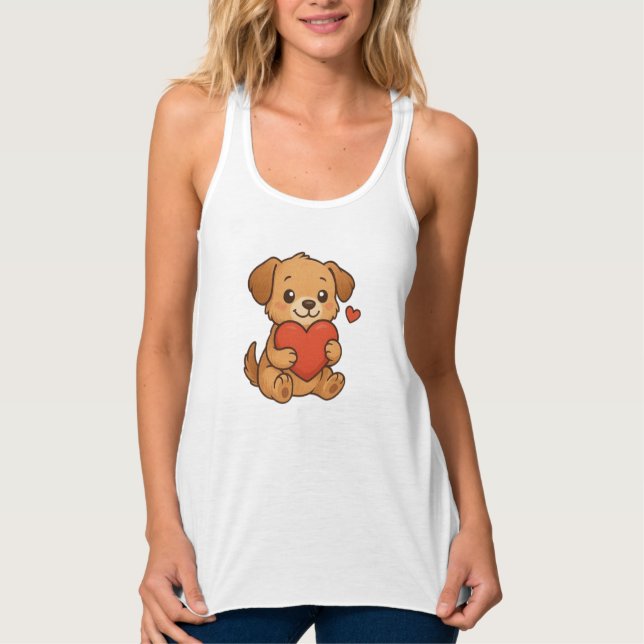 Cute puppy/dog Valentine's day Singlet (Front)