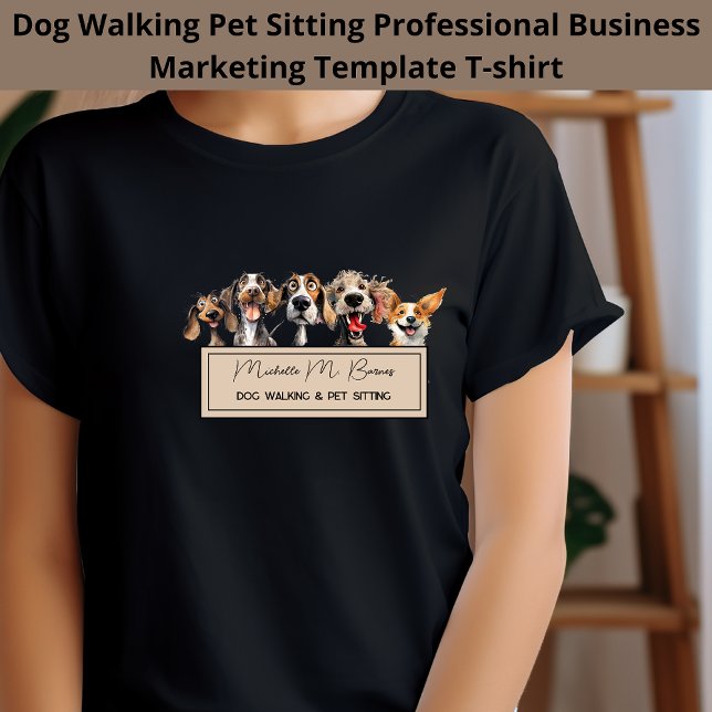 Cute Puppy Dog Walking Sitting Business Marketing  T-Shirt (Creator Uploaded)