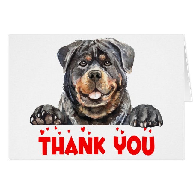 Cute Puppy Dog Watercolor Rottweiler Thank You (Front Horizontal)