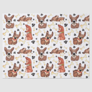 Cute Puppy Dog Watercolor Tissue Paper