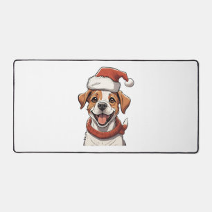 Cute Puppy Dog wearing Christmas Hat Classic T-Shi Desk Mat