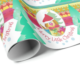 Cute Puppy Dog Whimsy Colourful Holiday Wrapping Paper