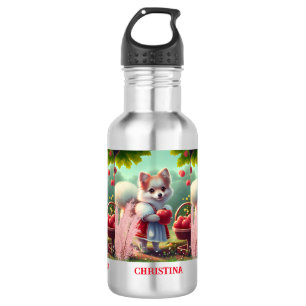 Cute Puppy Dog with Apples Personalised Name 532 Ml Water Bottle