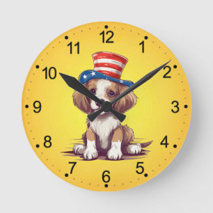 Cute Puppy Dog with Hat-54676 Round Clock
