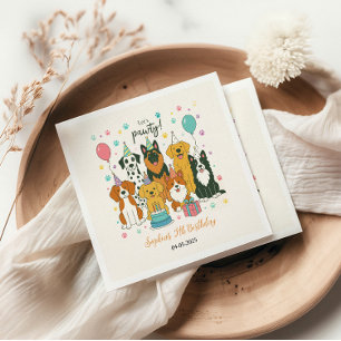 Cute Puppy Dogs Boy 5th Birthday Party Napkin