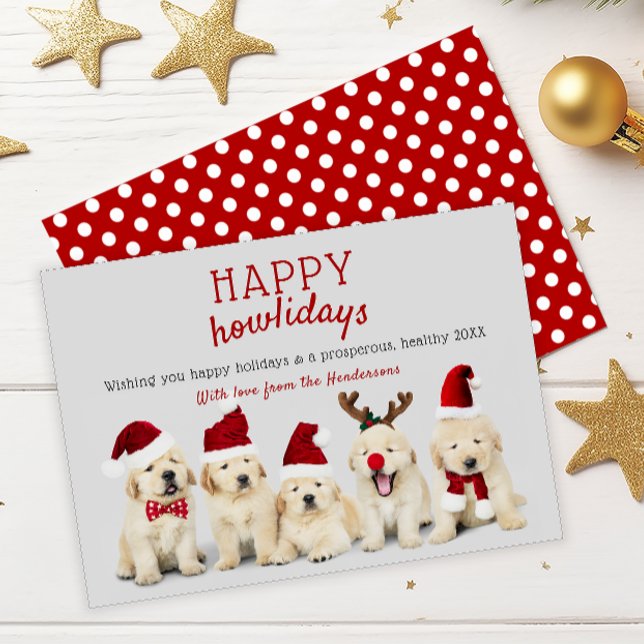 Cute Puppy Dogs "Happy howlidays" Christmas Holiday Card (Creator Uploaded)