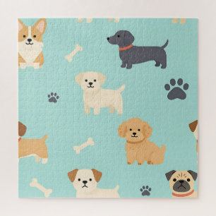Cute Puppy Dogs Pattern Jigsaw Puzzle