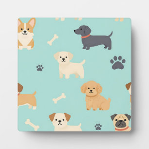 Cute Puppy Dogs Pattern Plaque