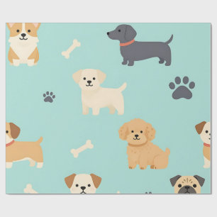 Cute Puppy Dogs Pattern Wrapping Paper