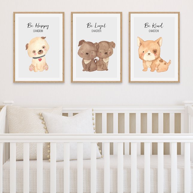 Cute Puppy Dogs Personalised Text Name Nursery  (Creator Uploaded)