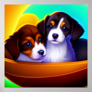 Cute Puppy Dogs Poster
