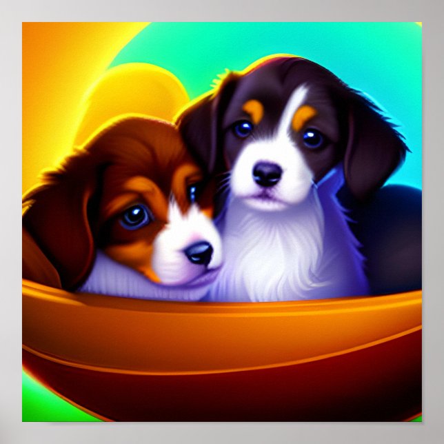 Cute Puppy Dogs Poster (Front)