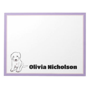 Cute Puppy Doodle Art Personalised Stationery  Notepad
