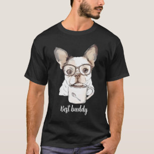 Cute puppy drinking coffee T-Shirt