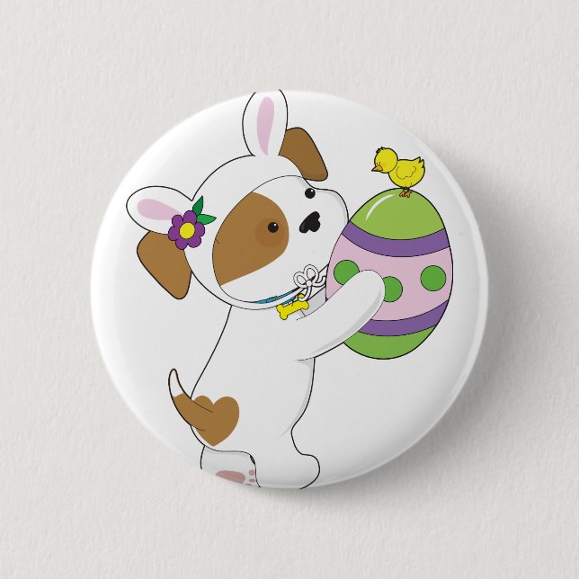 Cute Puppy Easter Egg 6 Cm Round Badge (Front)