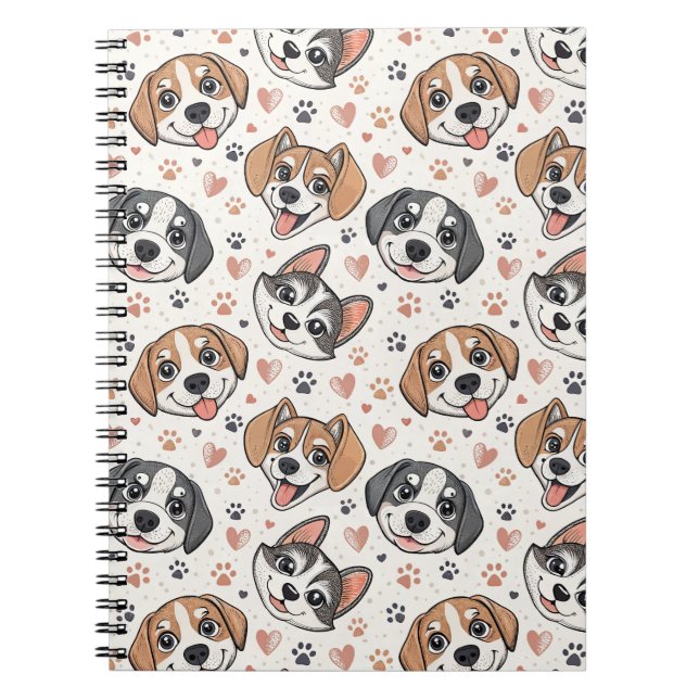 Cute Puppy Face Pattern Kids Design for Dog Lovers Notebook (Front)