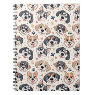 Cute Puppy Face Pattern Kids Design for Dog Lovers Notebook