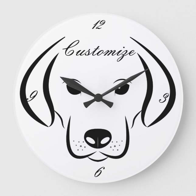 Cute Puppy Face Thunder_Cove Large Clock (Front)