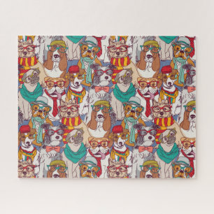Cute Puppy Fashion Pattern Jigsaw Puzzle