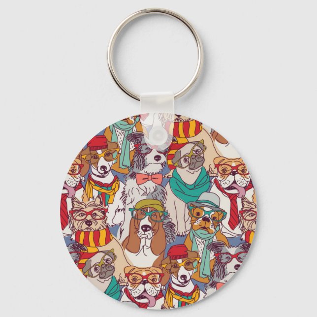 Cute Puppy Fashion Pattern Key Ring (Front)